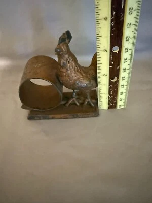 ANILLO SERVILLETA GALLO PLATA VICTORIANO INUSUAL/Meriden B. Co #181 Foto 1 de 4