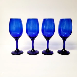 4 - Bicchieri acqua vino con stelo blu cobalto calici 12 oz - alti 8" - Foto 1 di 11