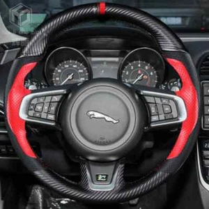 Cubierta de volante de cuero cosida a mano para Jaguar XFL XE XJL F-PACE XKR - Imagen 1 de 9