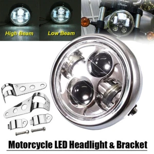 Universal 6.5" Motorcycle Hi/Lo beam Headlight LED Front Light Headlamp +Bracket - Picture 1 of 9