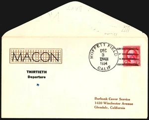 USS Macon Naval Zeppelin Flight Cover Moffett Field Dec 3 1934 12 Made Hulff - Picture 1 of 2