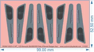 Kenworth T90x Side Bonnet Truck Badges - 1/25 1/50 - Water Decals - Picture 1 of 3