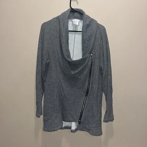 Soft Surroundings Womens Gray Side Zip Long Sweat Shirt L Casual Comfort Cozy - Picture 1 of 9