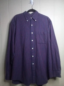 Lyle & Scott Button Down Shirt L Long Sleeve Stripe Blue Orange Cotton - Picture 1 of 13