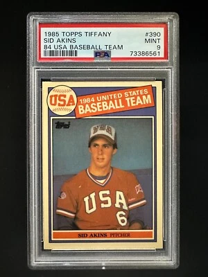 1985 Topps Tiffany #390 Sid Akins - 84 USA Baseball Team - PSA 9 - Image 1 of 2