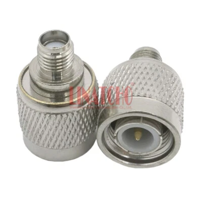 RF 50Ohm Brass Nickel plated TNC Male to SMA Female Straight Adaptor Connector - Image 1 of 4