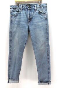 mens medium wash TOM FORD selvedge denim jeans button fly tapered leg 36 x 32