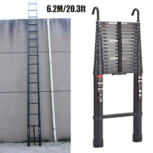 20.3ft Telescoping Ladder Tall 6.2m Ladder Folding Retractable Ladder & 2 Hooks