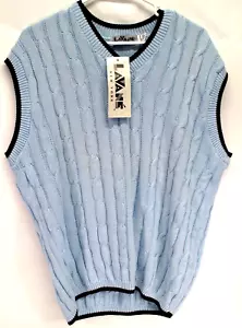 Vintage Lavane New York Sweater Vest Size M Pullover Diamond Cotton Blue - Picture 1 of 2