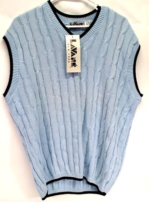 Винтажный Lavane Нью-Йорк свитер жилет размер M пуловер бриллиант хлопок синий - Изображение 1 из 2