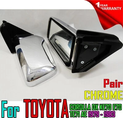 CHROME FOR TOYOTA COROLLA DX KE70 E70 TE71 AE SIDE MIRROR DOOR MIRRORS 1979-1983 - Изображение 1 из 4
