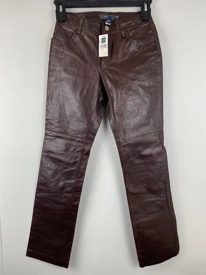 Vintage Gap size 1 Juniors/Women’s Brown Genuine Leather Bootcut Pants NWT - Image 1 of 4