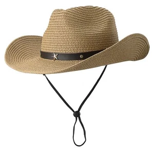 Straw Cowboy Hats for Toddler Girls Boys Summer Sun Hat Belt Buckle Cowgirl W... - Picture 1 of 7