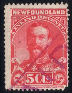 Newfoundland Inland Revenue Stamp # NFR16  King George V (1910) 5¢ - Picture 1 of 1