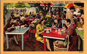 AK West Patio Original Farmers Market Hollywood CA Leinen gestempelt 1954 - Bild 1 von 2