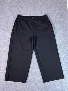 Pantalone Eileen Fisher donna XL nero gamba larga avvolgente crop pull on crepe - Foto 1 di 14