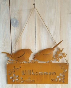 Metallschild Rost Schild Auszeit Vogel Garten innen außen Fenster Wand Edelrost - Bild 1 von 4