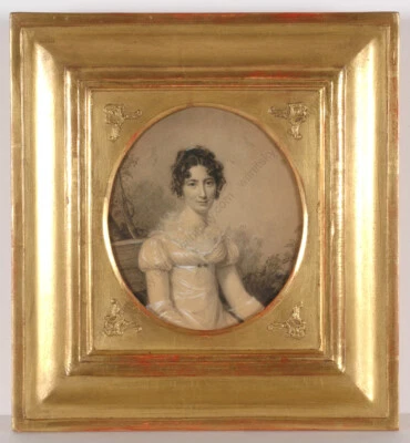 Firmin Massot (1766-1849) "Dama en banco del parque", dibujo a tiza, 1810/15 Foto 1 de 4