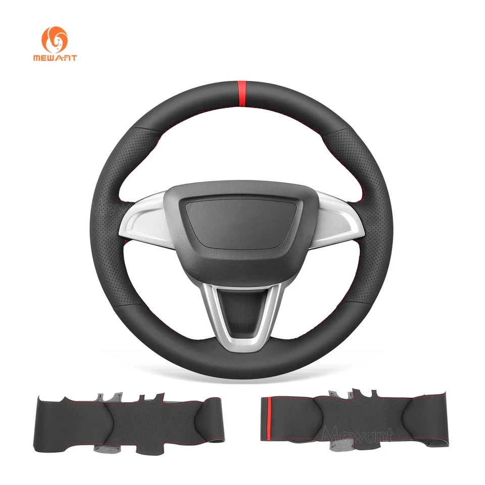 Real Leather Steering Wheel Cover for Seat Ibiza (6J) 2012-2015 / Mii 2013-2020 Foto 1 de 4