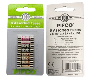 8mix Fuses Assorted 3amp 5amp 13amp Household Domestic Main Plug PIFCO Fuse UK - Picture 1 of 3