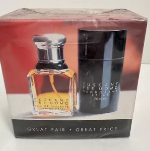 TUSCANY PER UOMO ARAMIS MENS SET 1.7 FL. OZ EDT SPRAY & DEODORANT SEALED VINTAGE - Picture 1 of 6