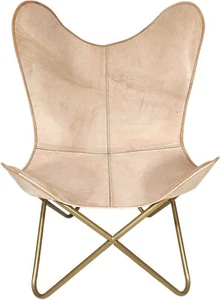 Silla De Mariposa De Cuero Hecha A Mano – Silla De Lounge Plegable Industrial - Imagen 1 de 11