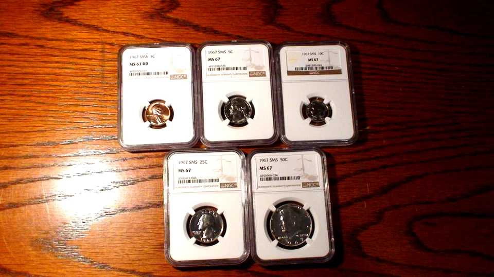 1967 NGC MS67 SPECIAL MINT SET 5 GEM UNCIRCULATED COINS BUY IT NOW! - Image 1 of 4