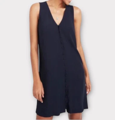 Vestido para mujer Madewell XS botón delantero swingy cambio azul marino oscuro minimalista nuevo con etiquetas Foto 1 de 4