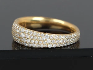 $3,500 Roberto Coin Cento Scalare 18K Yellow Gold Pave Diamond Ring Band Sz 6.5 - Picture 1 of 8