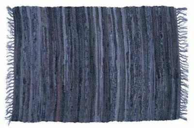 Alfombra de trapo de algodón Sturbridge de 2 x 3 pies en denim, tejida a mano, 100 % algodón Foto 1 de 2