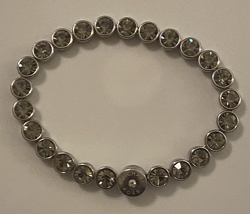 Bracciale Michael Kors tono argento Park Avenue cristallo fumè tennis chic