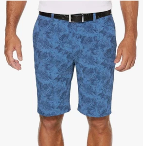 PGA Tour Mens Seersucker Blue Tropical Flat Front Casual Golf Shorts Size 32 - Picture 1 of 12