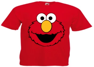 FRUIT OF THE LOOM Rojo Elmo Inspirado Hombre Top Pequeño-2xl FOTL Informal Camiseta Divertido Elegante Vestido