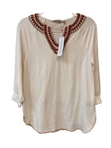 Soft Surroundings Sarita Top Gr. S NEU 3/4 Arm off white Häkelausschnitt - Bild 1 von 9