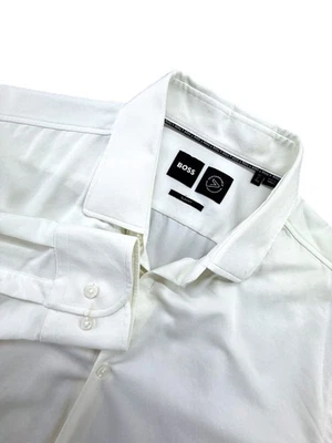 BOSS Mens Slim Fit White 16.5 Long Sleeve Button Down Dress Shirt Performance - Image 1 of 4