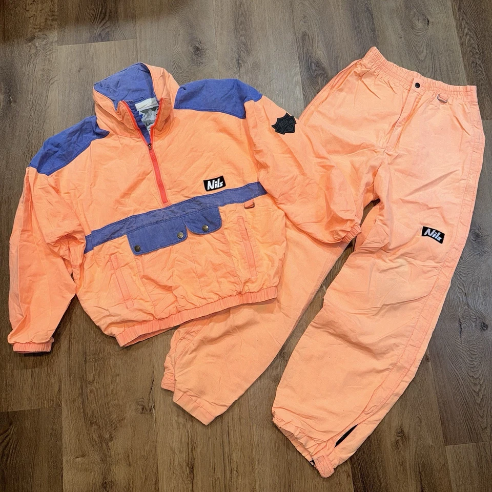 Traje de esquí vintage Nils traje de nieve para hombre chaqueta mediana abrigo 32 pantalones babero nieve años 80 Foto 1 de 4