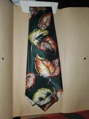 Corbata vintage de corbata de lujo con patrón de hojas de otoño de los años 40 40 Towncraft  Foto 1 de 2