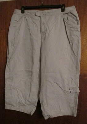 Faded Glory Cargo Capris (24W) Stone Color 100% Cotton - 1 pocket on leg - Image 1 of 4