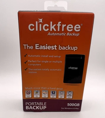 Clickfree Automatic Backup 500GB Portable Hard Drive – Green – New - Image 1 of 4