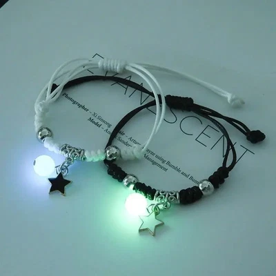 Pulsera Luminosa Estrella Cuentas Gato Flor Corazón Llave Cerradura Cruz Pareja Hombres Joyería Foto 1 de 4