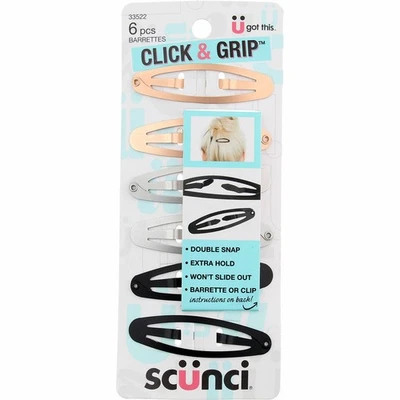 Scunci Click & Grip Double Snap Clips Hair Barrettes, 6 Ct - Image 1 of 2
