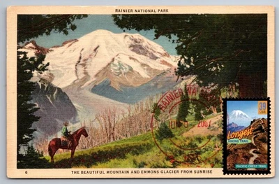 #4043 Longest Hiking Trail Pacific Crest Trail Maxi Card w/Rainier Cancel - Image 1 of 2