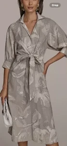 Donna Karan New York Women's Floral Tie-Front Midi Dress Size 12 - Picture 1 of 3