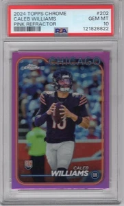 CALEB WILLIAMS 2024 TOPPS CHROME PINK REFRACTOR ROOKIE RC #202 PSA 10 GEM MINT - Picture 1 of 2