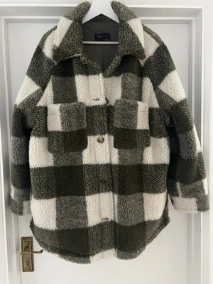 Green & White Check Teddy Bear Fleece Shirt Jacket From M&S Size XL UK 18 - Image 1 of 4