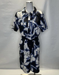 La Fee Maraboutee Floral Design Button Down Shirt Dress Sz 42FR/8US Blue - Picture 1 of 8