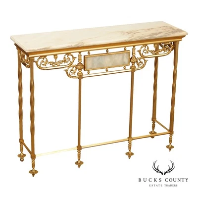 Italian Marble Top Gilt Bronze Console Table - Image 1 of 4