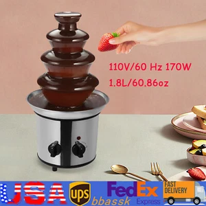 Chocolate Fountain Machine 4 Tier Stainless Steel Luxury Cheese Cascading Fondue - Picture 1 of 13