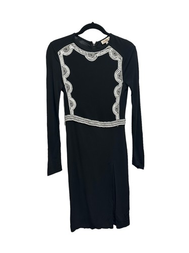 Abito Maci Tory Burch nero impreziosito stile XS 41132431 ($495 vendita al dettaglio) DIFETTO