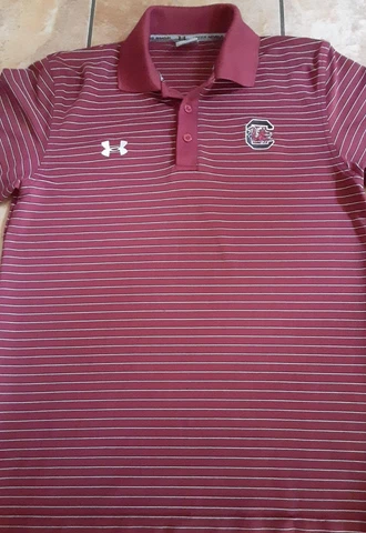 South Carolina Gamecocks Under Armour Polo Shirt Mens Small S Striped Cover